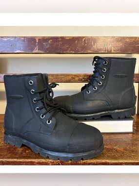 Muck Boot Co Black Steel Toe Lace Up Boots Rubber